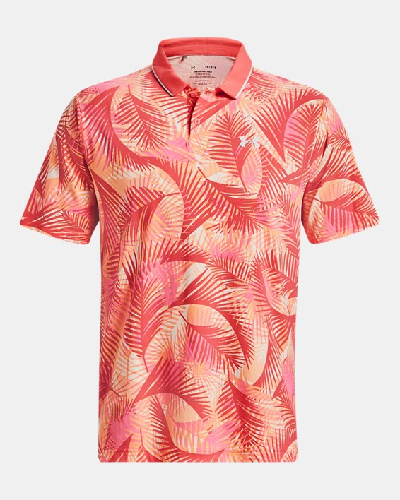 Under Armour Iso Chill Palm Golf Polo Shirt - Pink Shock/Orange Topic Under Armour Iso Chill Palm Golf Polo Shirt - Pink Shock/Orange Topic